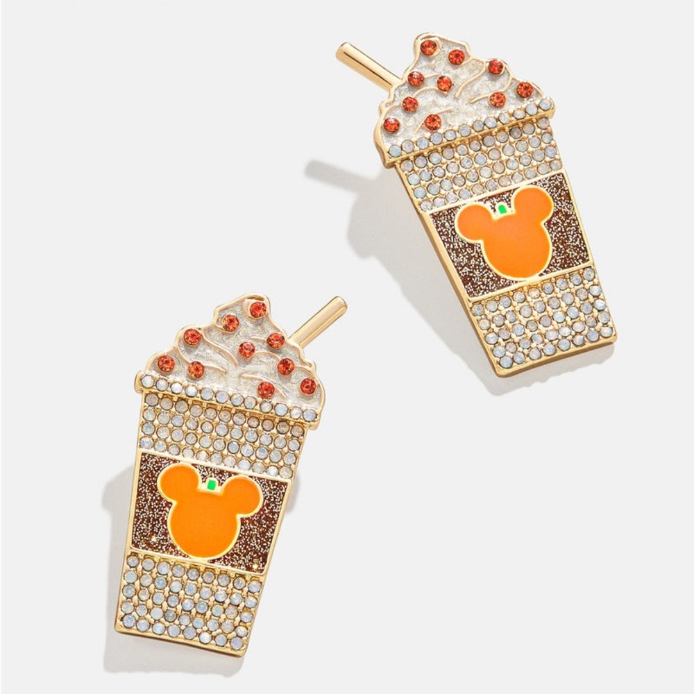 Mickey Mouse Disney Pumpkin Spice Latte Earrings nwt
